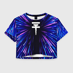 Футболка 3D укороченная женская Tokio Hotel neon energy, цвет: 3D-принт