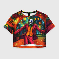 Футболка 3D укороченная женская Праздничный Джокер, цвет: 3D-принт