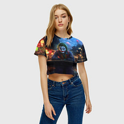 Футболка 3D укороченная женская Джокер за барной стойкой, цвет: 3D-принт — фото 2