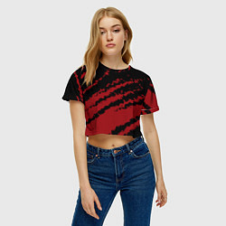 Футболка 3D укороченная женская The color is red and black, цвет: 3D-принт — фото 2