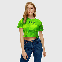 Футболка 3D укороченная женская Akira green poly, цвет: 3D-принт — фото 2