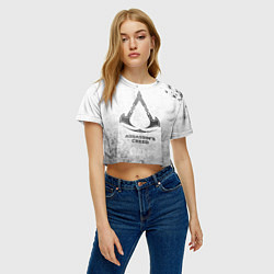 Футболка 3D укороченная женская Assassins Creed - white gradient, цвет: 3D-принт — фото 2