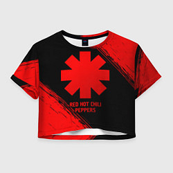 Футболка 3D укороченная женская Red Hot Chili Peppers - red gradient, цвет: 3D-принт