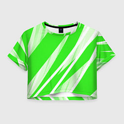 Женский топ Яблочный зелёный абстракция с полосами