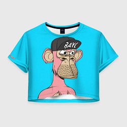 Футболка 3D укороченная женская NFT pink ape, цвет: 3D-принт