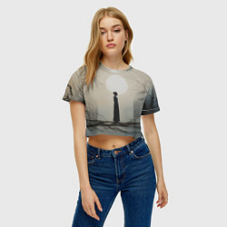 Футболка 3D укороченная женская Минималистичный сюрреализм, цвет: 3D-принт — фото 2