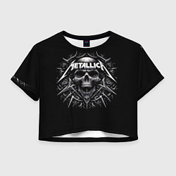 Футболка 3D укороченная женская Metallica - a skull with roses and thorns, цвет: 3D-принт