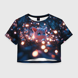 Футболка 3D укороченная женская Белый пушистый покемон, цвет: 3D-принт