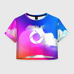 Футболка 3D укороченная женская Portal закат, цвет: 3D-принт