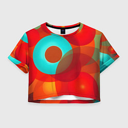 Футболка 3D укороченная женская Оптическая абстракция с кругами, цвет: 3D-принт