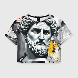 Футболка 3D укороченная женская Античный портрет и краска, цвет: 3D-принт