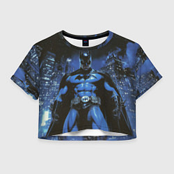 Футболка 3D укороченная женская Бэтмен синий город, цвет: 3D-принт