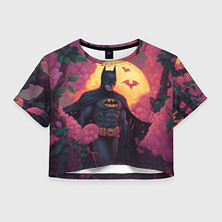 Футболка 3D укороченная женская Бэтмен и дерево с цветами, цвет: 3D-принт