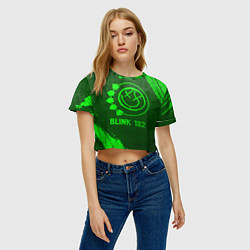 Футболка 3D укороченная женская Blink 182 - green gradient, цвет: 3D-принт — фото 2