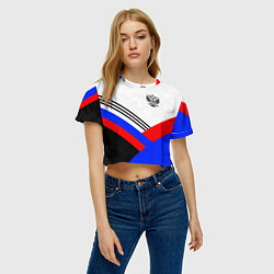 Футболка 3D укороченная женская Герб России - минимализм, цвет: 3D-принт — фото 2
