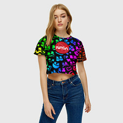 Футболка 3D укороченная женская Marshmello x NASA gradient, цвет: 3D-принт — фото 2
