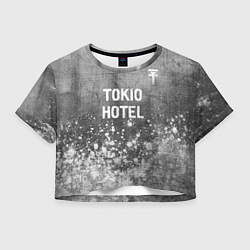 Футболка 3D укороченная женская Tokio Hotel - grey gradient посередине, цвет: 3D-принт