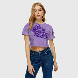 Футболка 3D укороченная женская Штурвал в розах, цвет: 3D-принт — фото 2