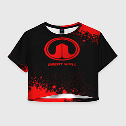 Футболка 3D укороченная женская Great Wall - red gradient, цвет: 3D-принт