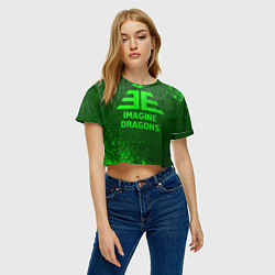 Футболка 3D укороченная женская Imagine Dragons - green gradient, цвет: 3D-принт — фото 2