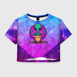Футболка 3D укороченная женская Кактус в виде инопланетянина, цвет: 3D-принт