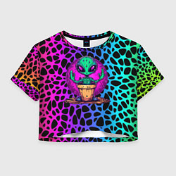 Футболка 3D укороченная женская Кактус инопланетянин, цвет: 3D-принт