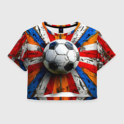 Футболка 3D укороченная женская Футбольный мяч в ярких линиях, цвет: 3D-принт