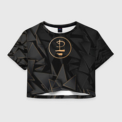 Футболка 3D укороченная женская Pink Floyd golden poly, цвет: 3D-принт