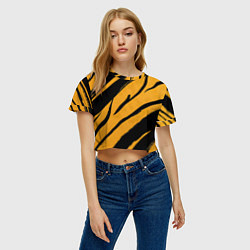 Футболка 3D укороченная женская Тигровый раскрас, цвет: 3D-принт — фото 2