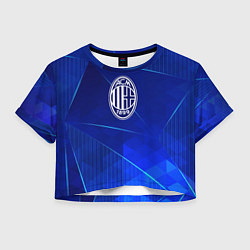Футболка 3D укороченная женская AC Milan blue poly, цвет: 3D-принт