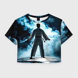 Футболка 3D укороченная женская Айкидоист в дыму, цвет: 3D-принт
