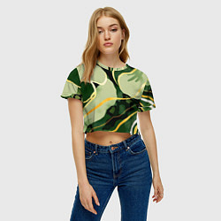 Футболка 3D укороченная женская Зеленый природный паттерн, цвет: 3D-принт — фото 2