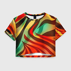 Футболка 3D укороченная женская Жаркая полосатая абстракция, цвет: 3D-принт