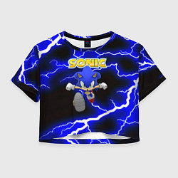 Футболка 3D укороченная женская Sonic storm electro, цвет: 3D-принт