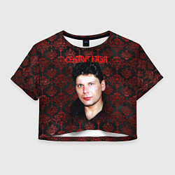 Футболка 3D укороченная женская Сектор газа красные узоры, цвет: 3D-принт