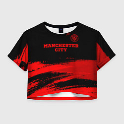 Футболка 3D укороченная женская Manchester City - red gradient посередине, цвет: 3D-принт