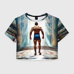 Футболка 3D укороченная женская Греко-римский борец, цвет: 3D-принт