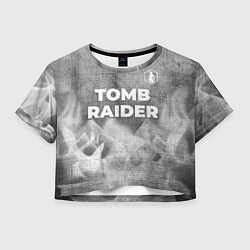 Футболка 3D укороченная женская Tomb Raider - grey gradient посередине, цвет: 3D-принт