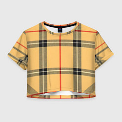 Футболка 3D укороченная женская Классическая клеточка, цвет: 3D-принт