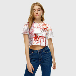 Футболка 3D укороченная женская Кровь с царапинами заляпанная, цвет: 3D-принт — фото 2