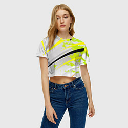 Футболка 3D укороченная женская Color white light green, цвет: 3D-принт — фото 2