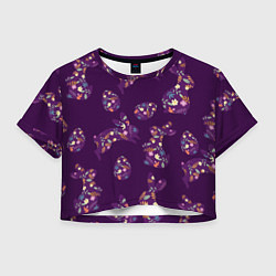 Футболка 3D укороченная женская Кролики и яйца, цвет: 3D-принт