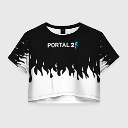 Футболка 3D укороченная женская Portal белый огонь, цвет: 3D-принт