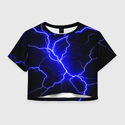 Футболка 3D укороченная женская Color blue black, цвет: 3D-принт