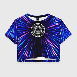 Футболка 3D укороченная женская Leicester City neon energy, цвет: 3D-принт