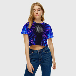 Футболка 3D укороченная женская Coldplay neon energy, цвет: 3D-принт — фото 2