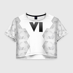 Футболка 3D укороченная женская GTA 6 white poly, цвет: 3D-принт