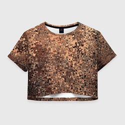 Футболка 3D укороченная женская Светлый коричневый абстрактная текстура, цвет: 3D-принт