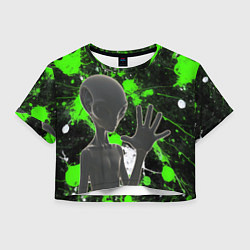 Футболка 3D укороченная женская Инопланетянин и его эктоплазма, цвет: 3D-принт
