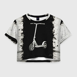 Футболка 3D укороченная женская Самокат на черно-белом, цвет: 3D-принт